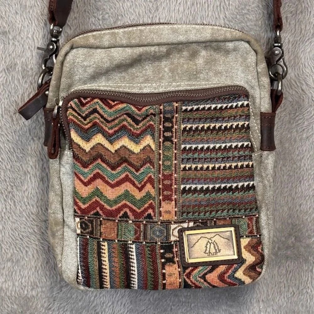 Boho Canvas Patchwork Crossbody Woven Tapestry Messenger Bag Triple Tree Canvas
